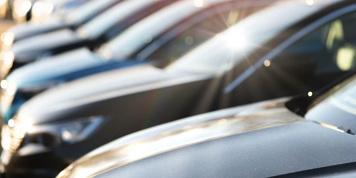New cars at a car dealership