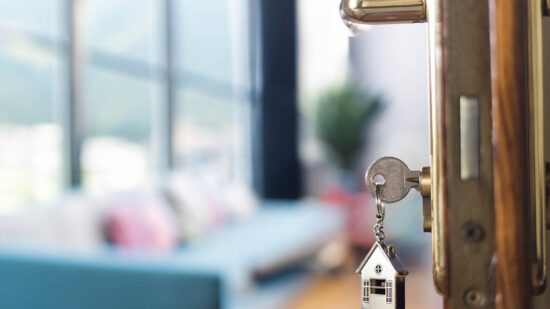 Keys from room hotel on the door